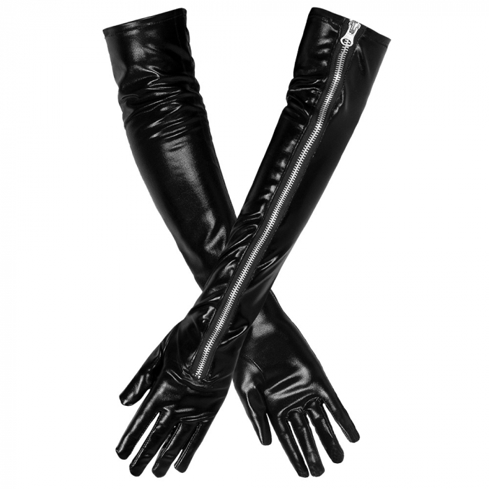 GANTS LONG EN SIMILI CUIR (avec fermeture éclair)