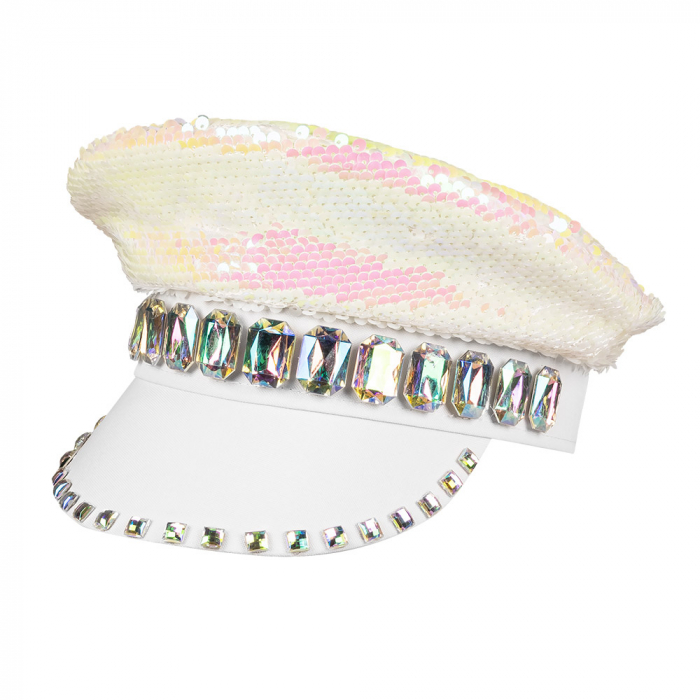 CASQUETTE BLANCHE FUN (Casquette paillettes)