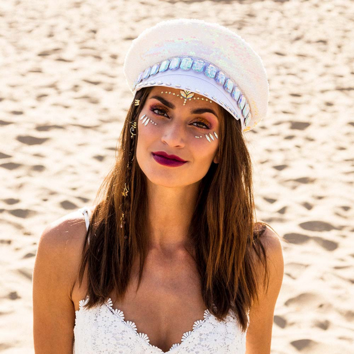 CASQUETTE BLANCHE FUN (Casquette paillettes)