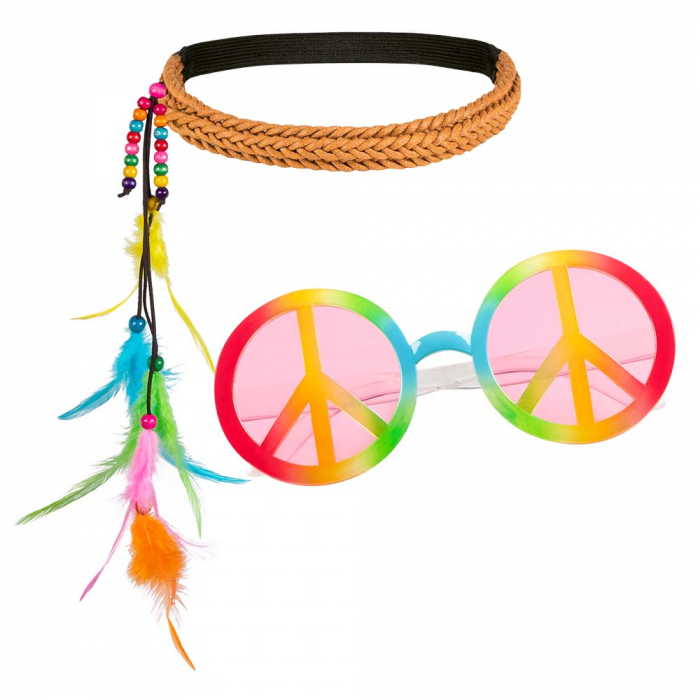 SET HIPPIE SEVENTIES (Lunettes et bandeau)