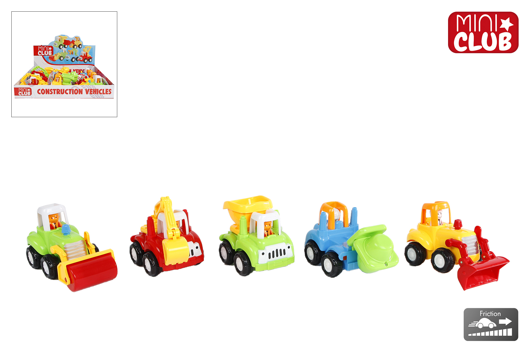 VEHICULE DE CONSTRUCTION (Pack 12 pièces de 9 à 13 cm) Jouet pour 1er âge – Image 1