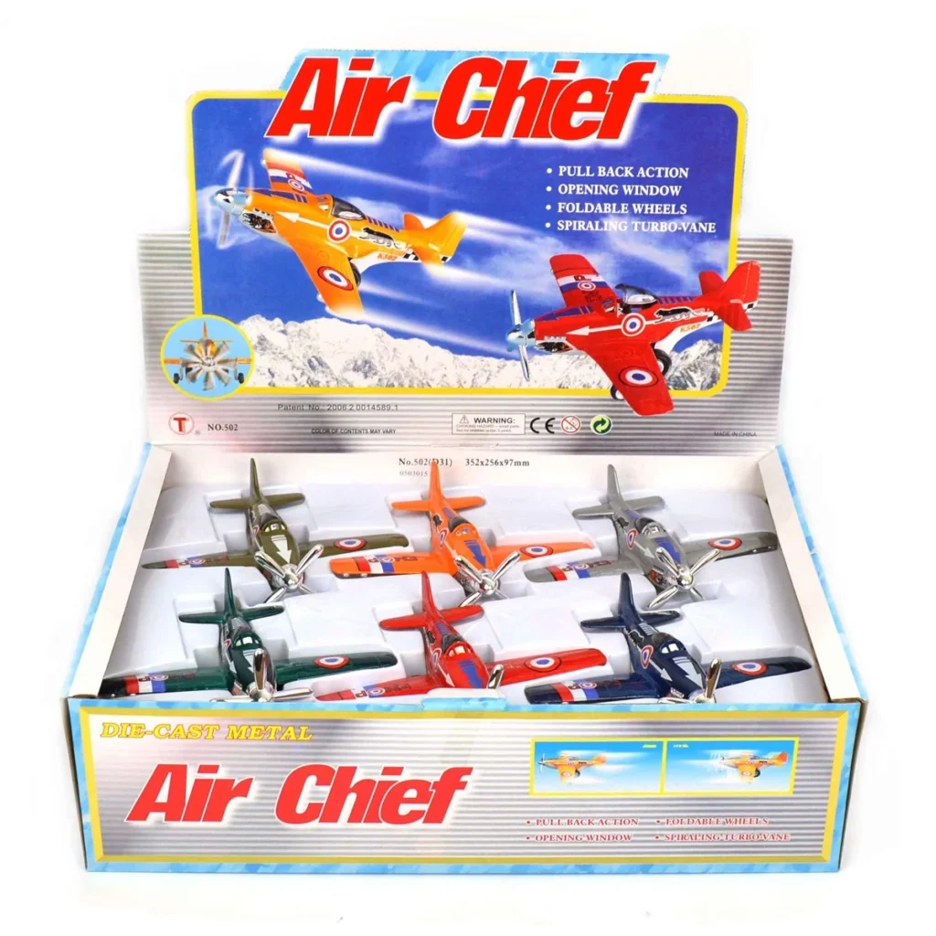 AVION DE VOLTIGE AIR CHIEF (Avion Métal et plastique) Rétro friction - Taille 12 cm