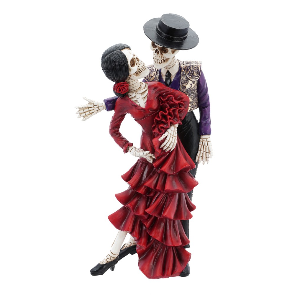 COUPLE JOUR DES MORTS (Couple danseurs polyrésine) Taille 20 x 12 x 40 cm