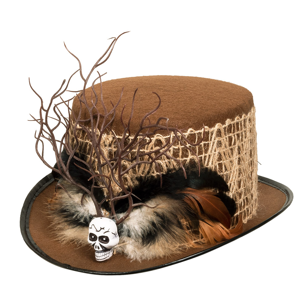 CHAPEAU VAUDOU MARRON (Haut de forme voodoo)