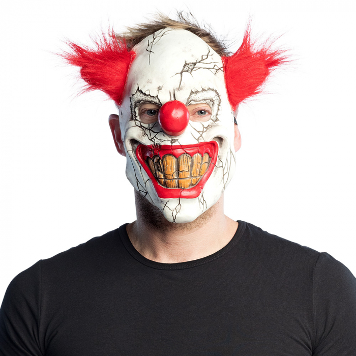 MASQUE DE CLOWN RIEUR (Masque latex et cheveux)