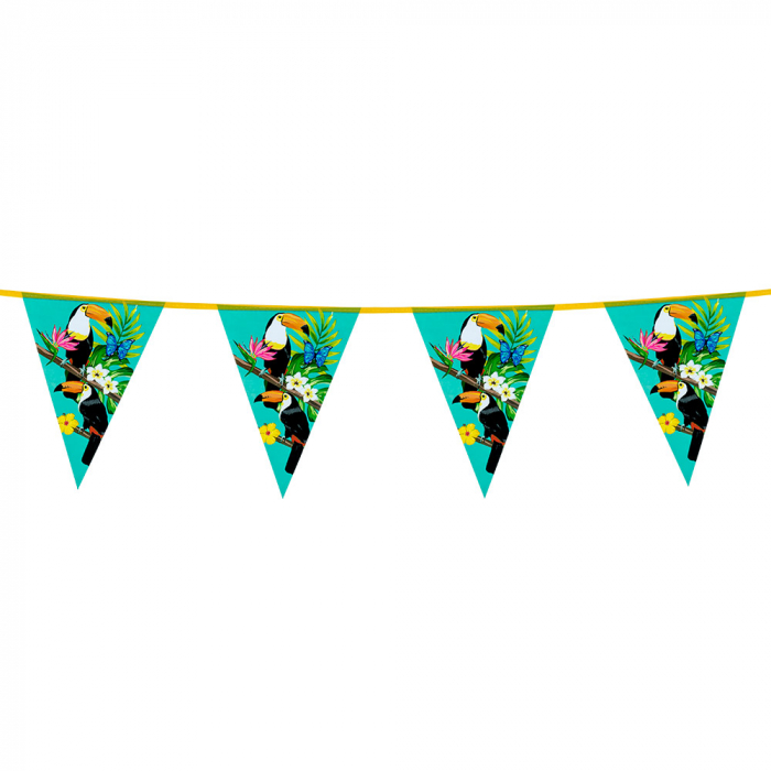 GUIRLANDE AVEC TOUCANS (Longueur 6 mètres - fanions)