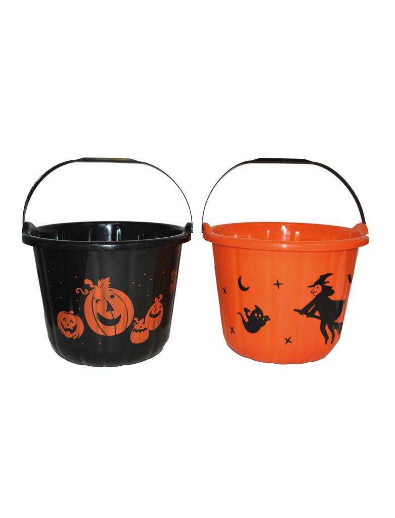 POT A BONBONS HALLOWEEN (Seau à bonbons - 2 coloris) Taille 19.5 x 14.5 cm