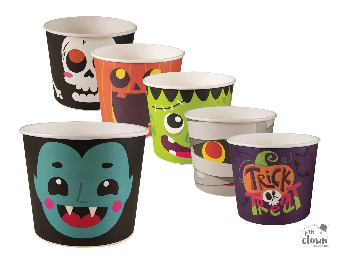PACK 6 SEAUX HALLOWEEN (Pots à bonbons en carton) – Image 1