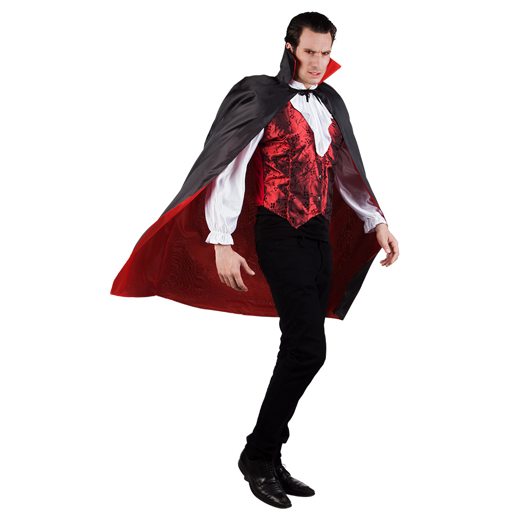 CAPE DE VAMPIRE A COL (Réversible - Rouge/noir) Taille 120 cm