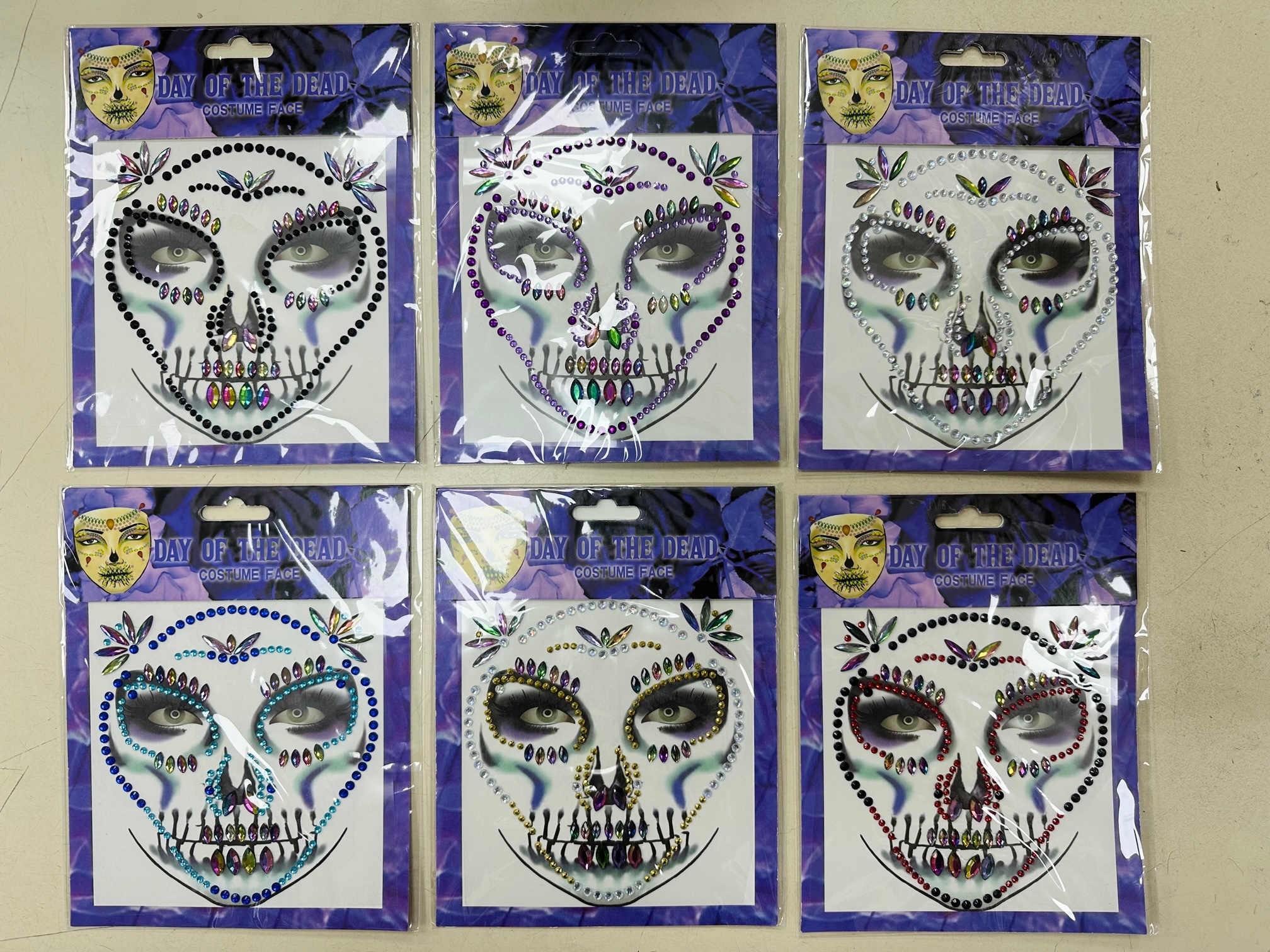 TATOUAGES TÊTE DE MORT (Pack 12 tatouages strass) – Image 1