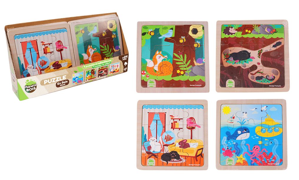 PUZZLE ANIMAUX EN BOIS (Dimension 15 x 15 cm)