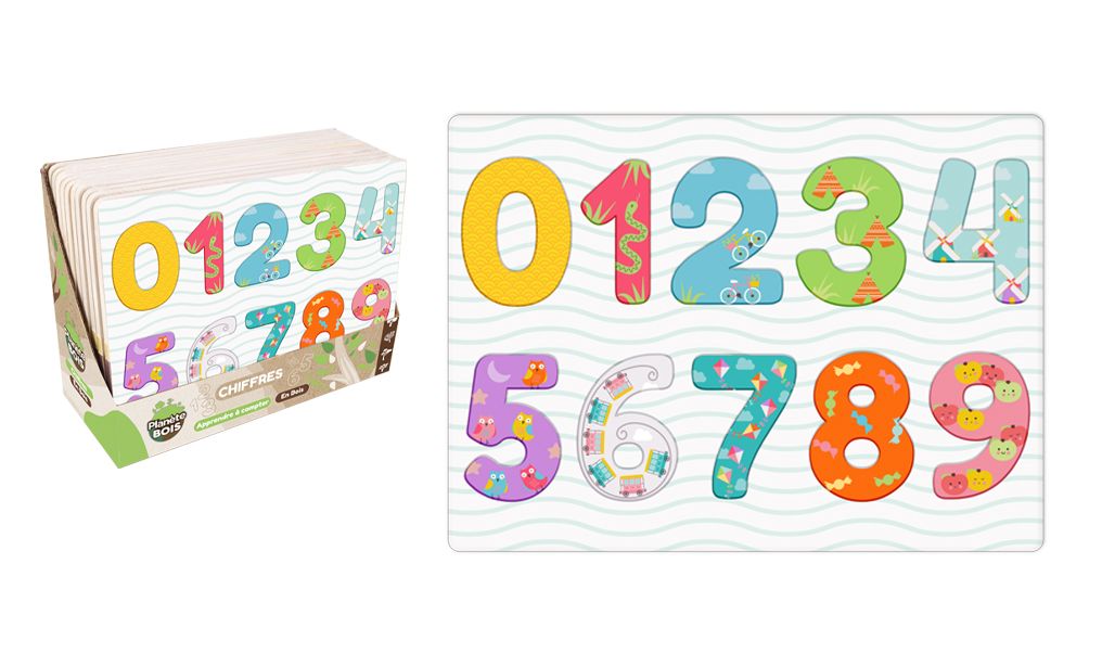 PUZZLE CHIFFRES EN BOIS (Dimension 30 x 22.5 cm)