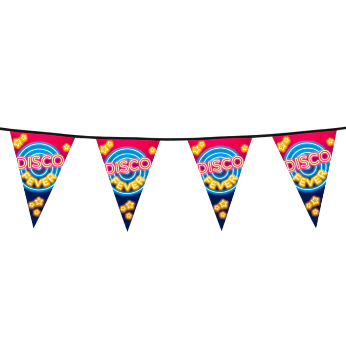 GUIRLANDE DISCO FEVER (Fanions 30 x 20 cm) Longueur 6 mètres
