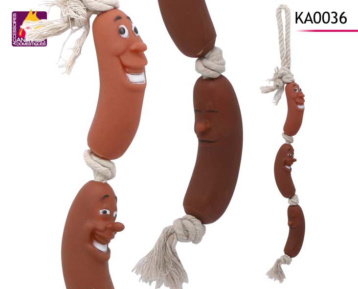 JOUET CORDE DE SAUCISSES (Jouet pour chien 55 cm) Spécial olive