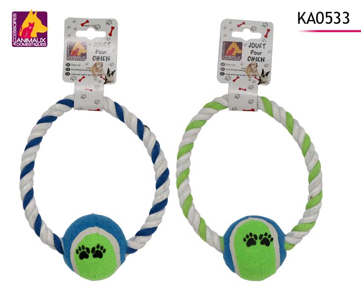 JOUET CORDE AVEC BALLE (Jouet pour chien 40 cm)