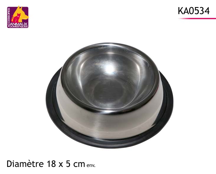 GAMELLE POUR CHIEN (Gamelle inox 18 x 5 cm) Contenance 200 ml