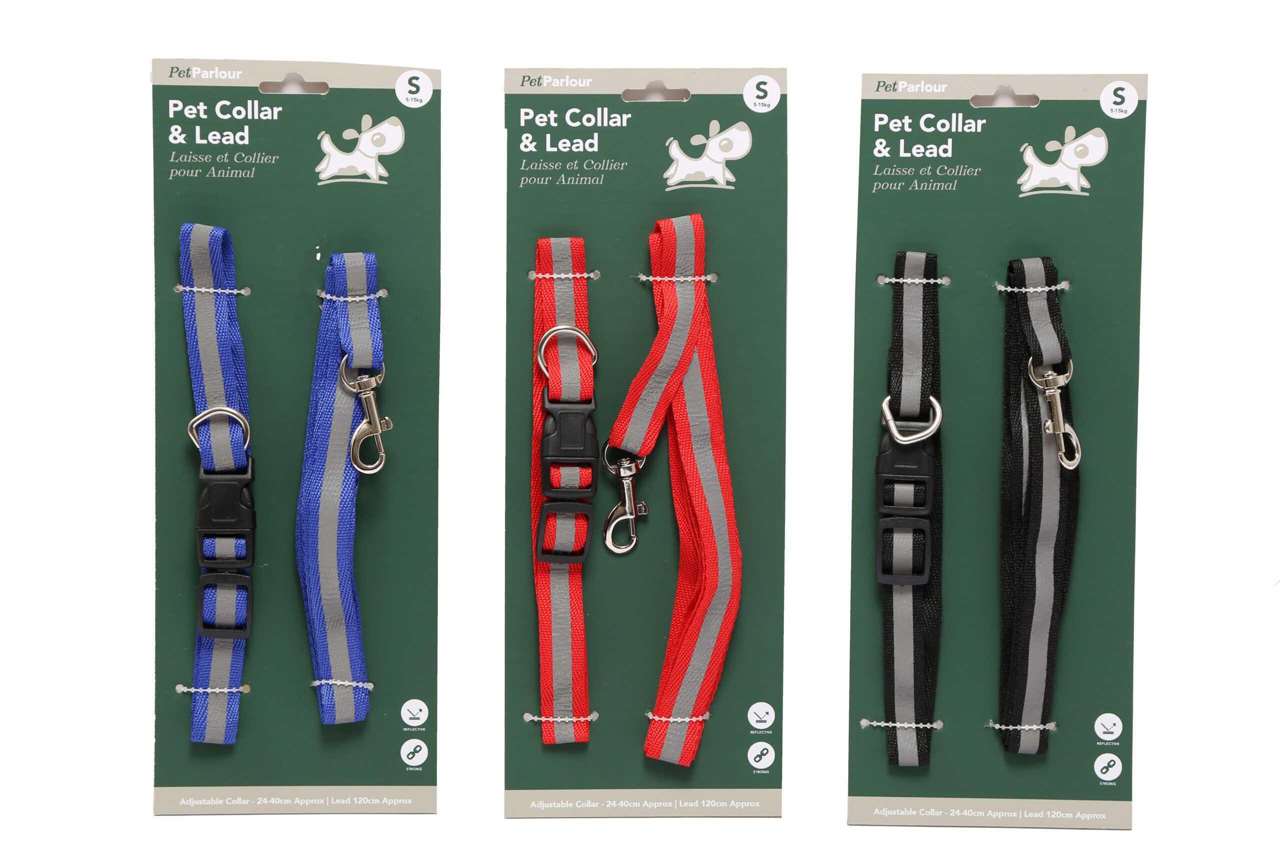 PACK COLLIER ET LAISSE (Réfléchissants pour chien) Taille S - 5 à 15 KG – Image 1