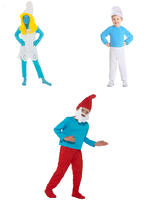 TENUES SCHTROUMPFS (Pack 16 déguisements) Tailles enfants 3/5 et 5/7 ans