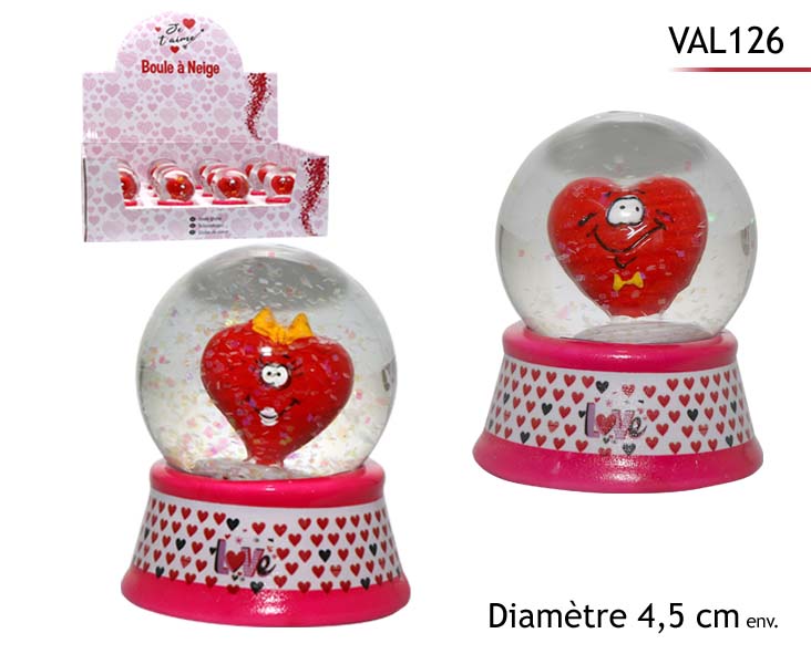 BOULE A NEIGE COEUR (Présentoir 12 pièces 4.5 cm)