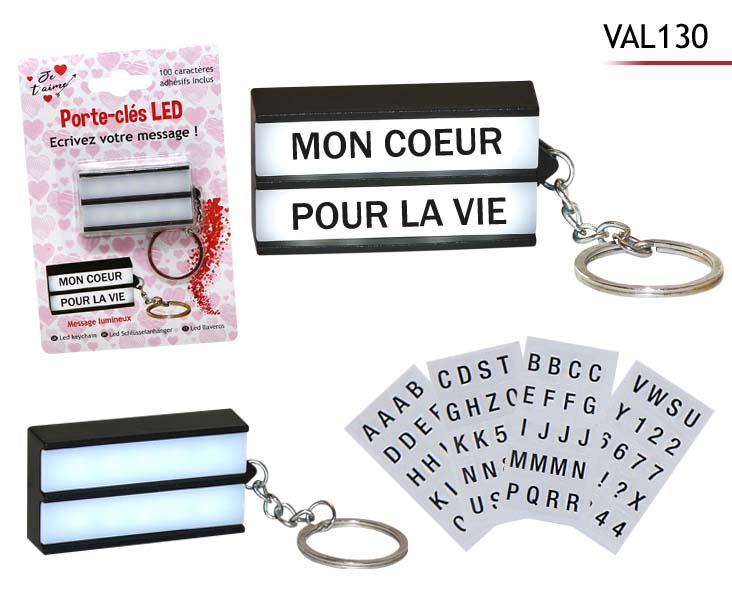 PORTE CLÉ MESSAGES (Spécial Saint Valentin) Porte clé à led