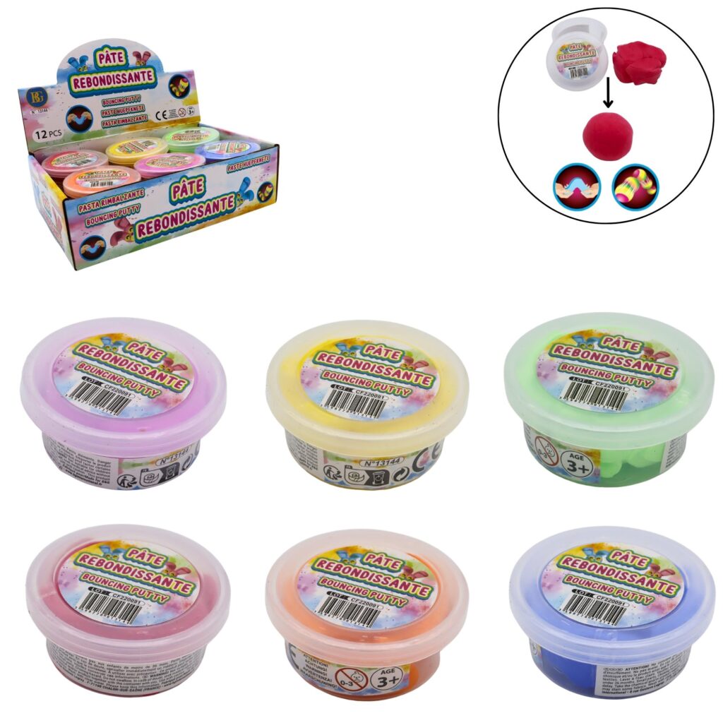 PATE REBONDISSANTE (Présentoir 12 pots - 22 gr) Assortiment 6 coloris