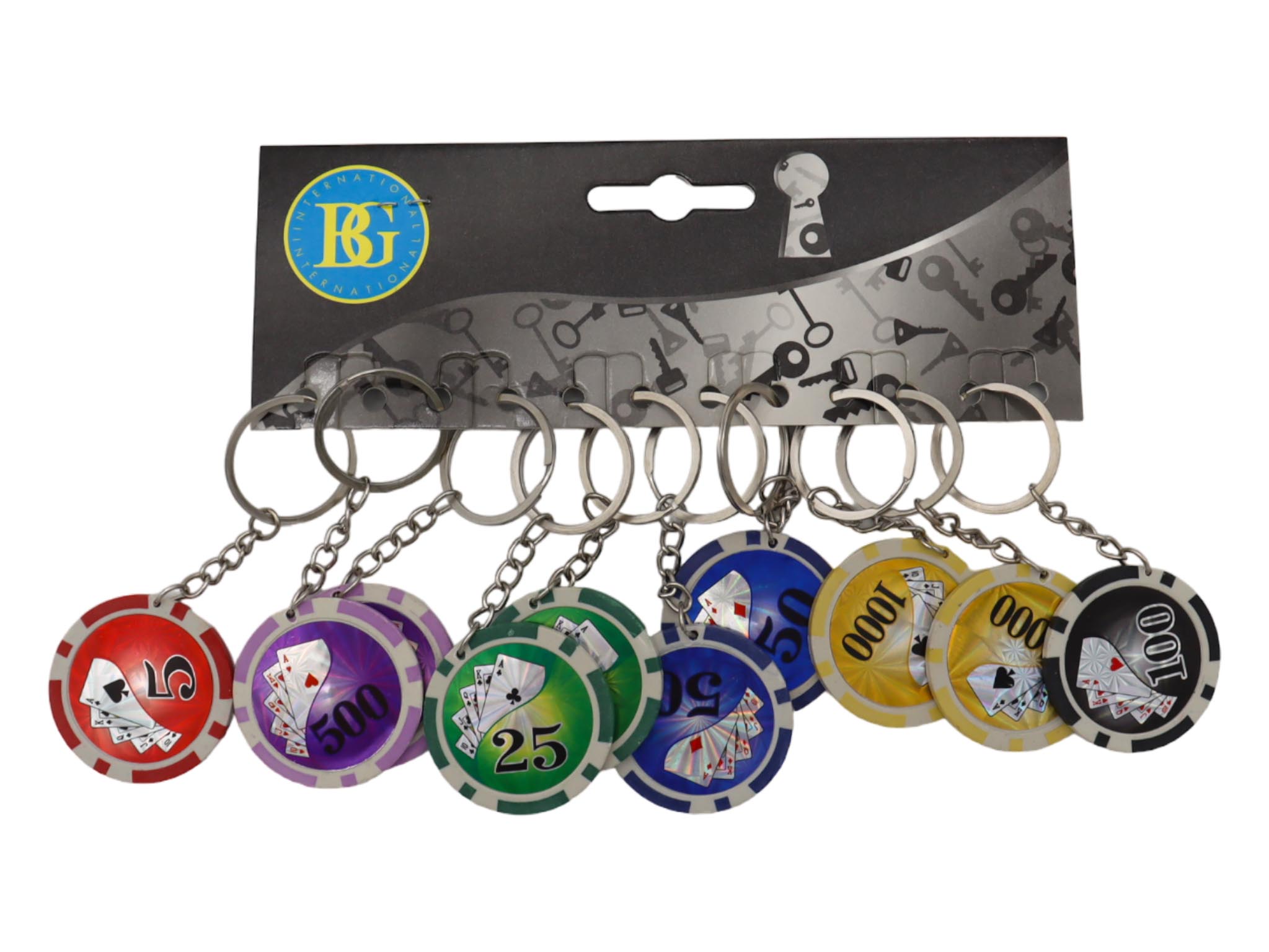 PORTE CLÉ JETON POKER (Pack 12 pièces - 4 cm) – Image 1