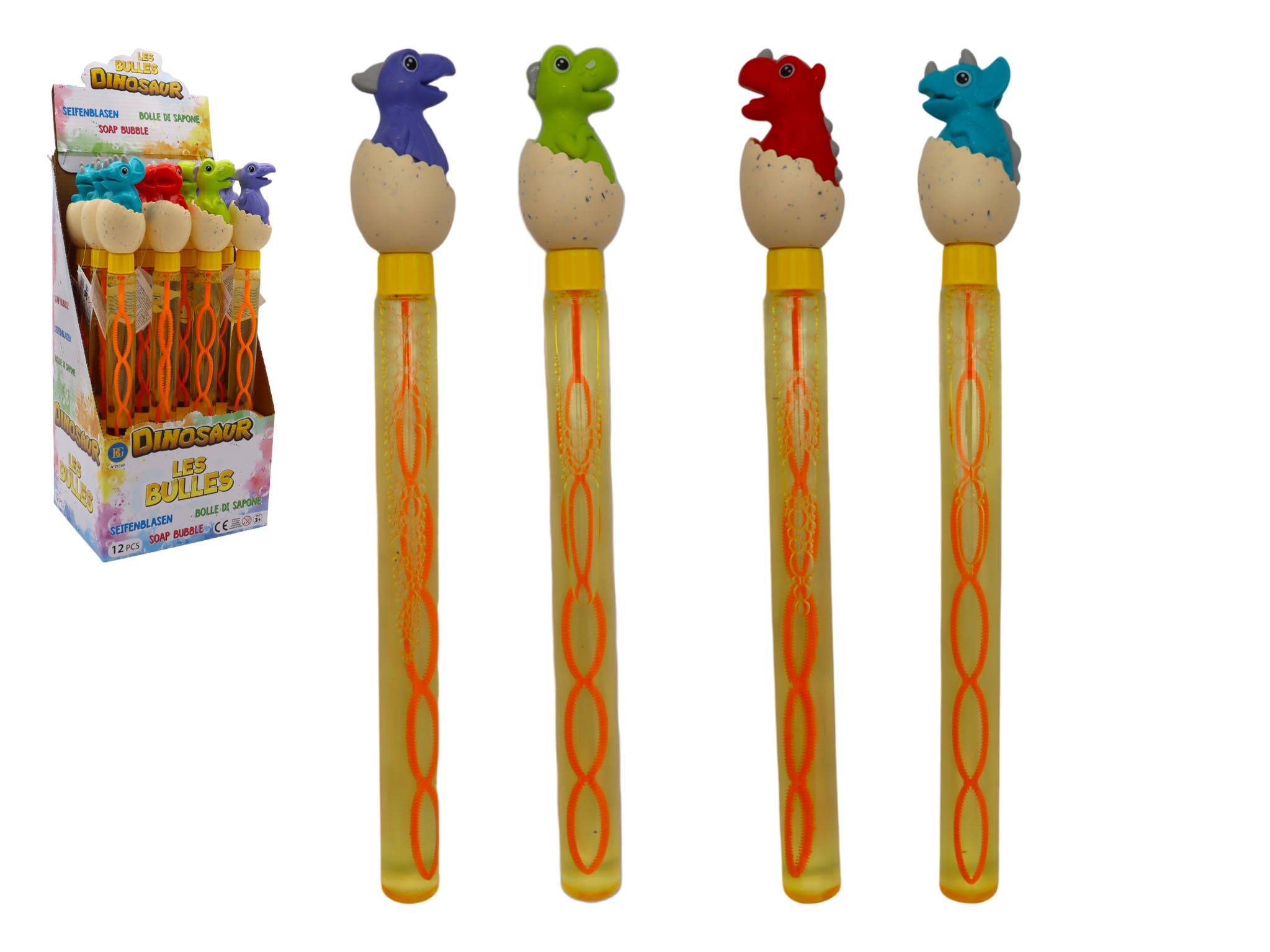ÉPÉE BULLES OEUF DINO (Pack 12 tubes - 4 modèles) Taille 120 ml/36.5 cm – Image 1