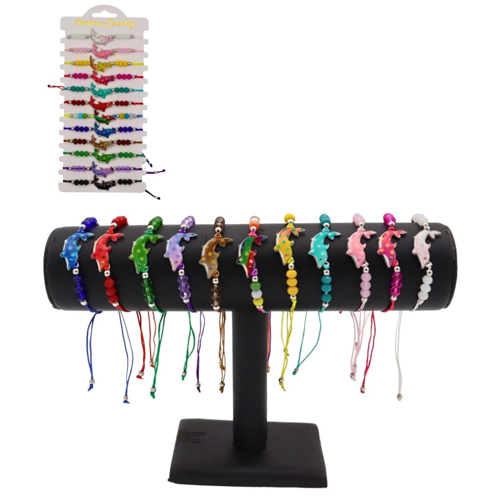 BRACELET DAUPHIN PERLES (Pack 12 pièces - 7 cm)