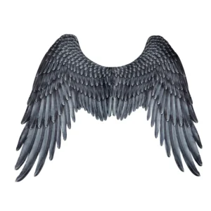 AILES D'ARCHANGE NOIRES (Ailes polyester 95 x 75 cm) Plumes imprimées – Image 2