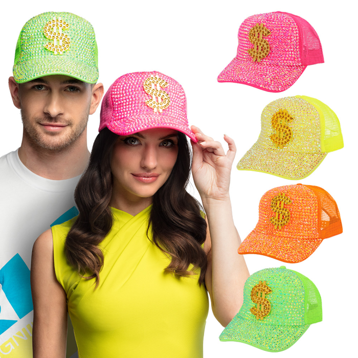 CASQUETTE DOLLAR NÉON (Casquette bling bling) Plusieurs coloris