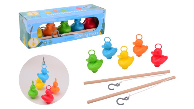 JEU DE PÊCHE AUX CANARDS (2 cannes - 5 canards) Cannes en bois