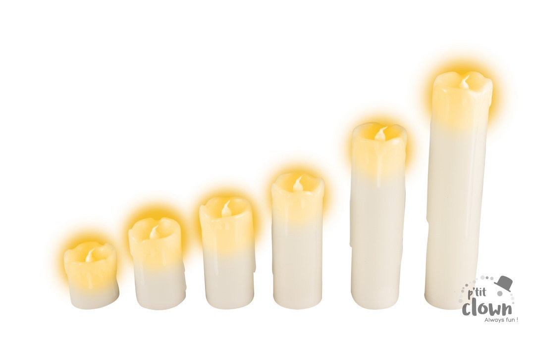 LOT DE 6 BOUGIES LED (Assortiment de 5 à 20 cm) Spécial Halloween – Image 1