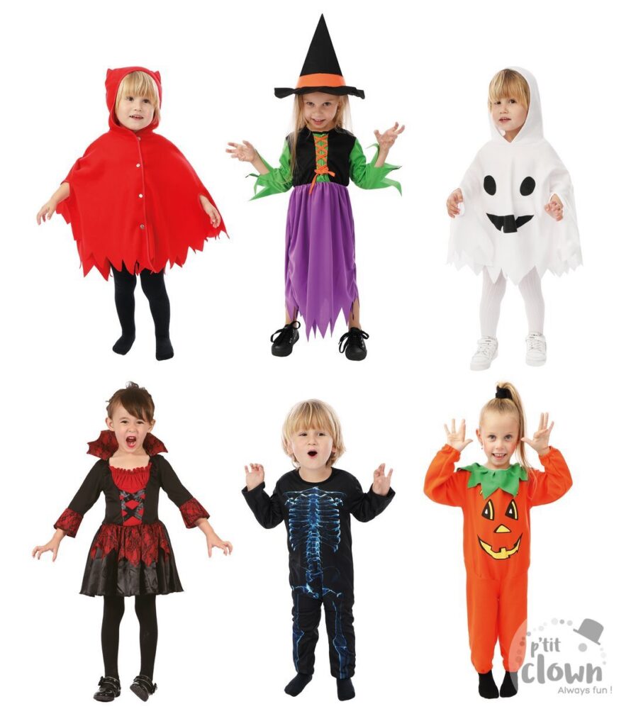 PACK HALLOWEEN ENFANTS (Pack de 24 déguisements) Filles/Garçons de 1 à 4 ans