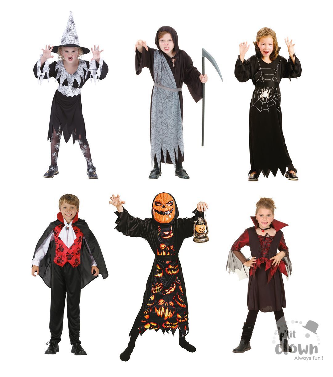 PACK HALLOWEEN ENFANTS (Pack de 36 déguisements) Filles/Garçons de 5 à 12 ans – Image 1