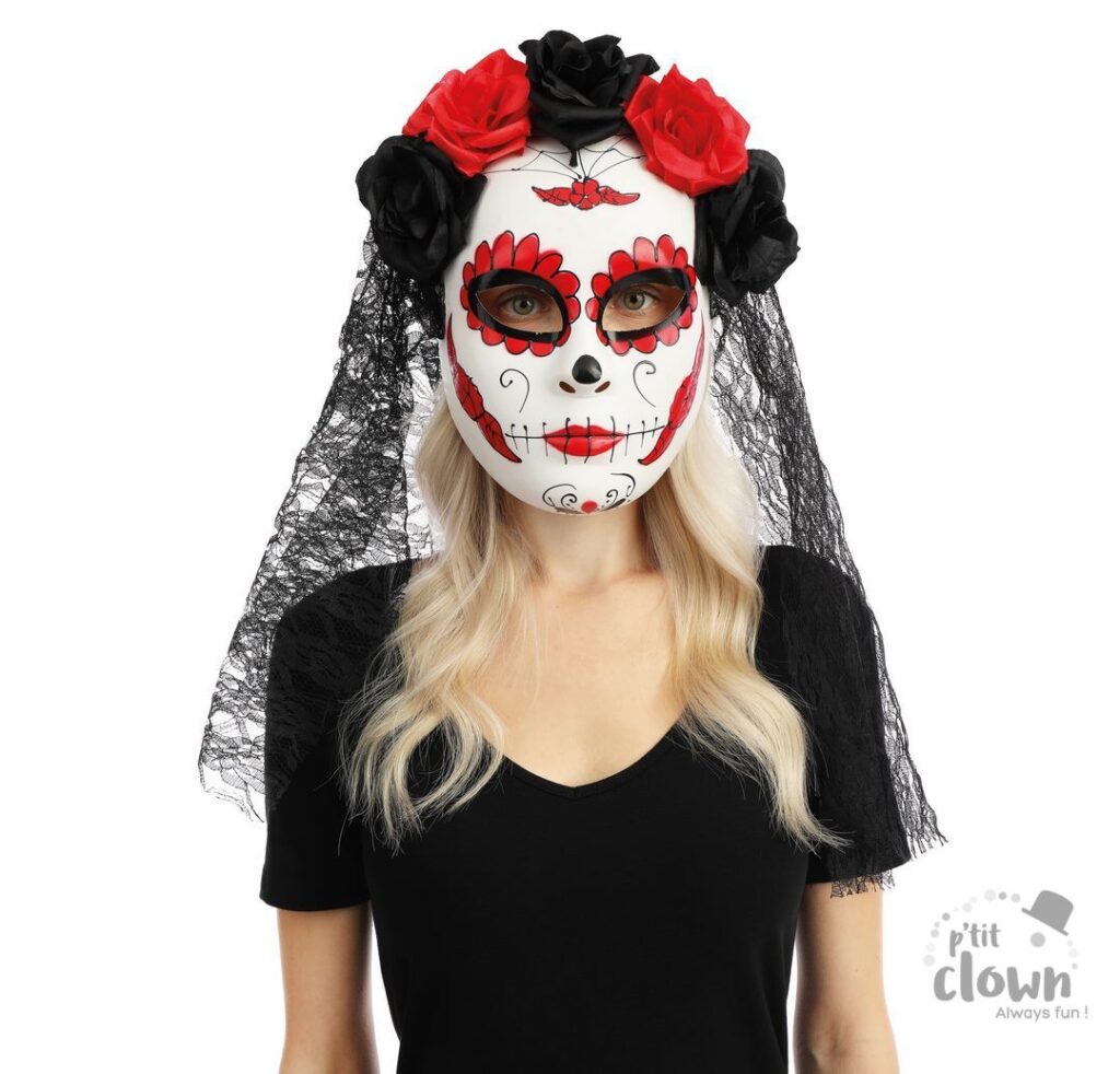 MASQUE JOUR DES MORTS (Masque Dia de los muertos) Masque avec voile