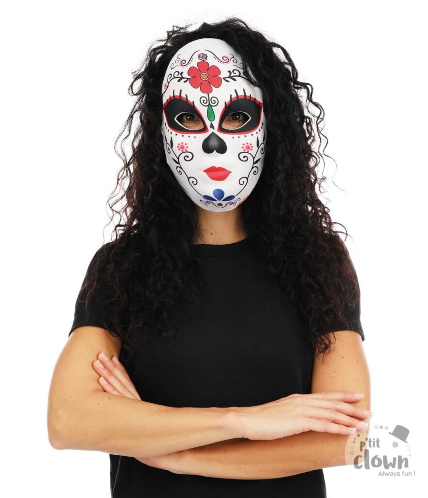 MASQUE JOUR DES MORTS (Masque Dia de los muertos) Masque femme polyester