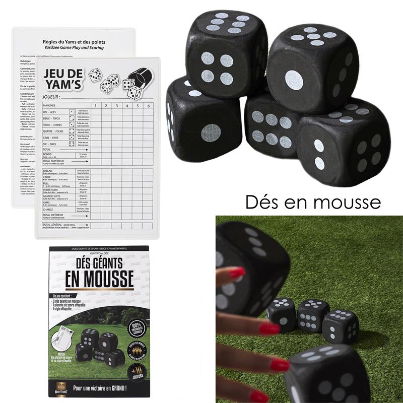 JEU DU YAM'S EN MOUSSE (Jeu géant - Dés 9 x 9 x 9 cm)
