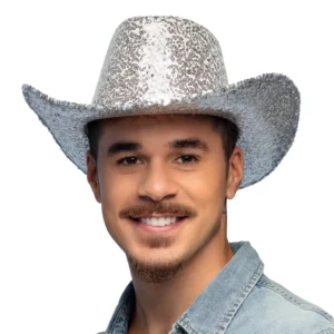 CHAPEAU COW BOY DISCO (Chapeau avec paillettes) Couleur or ou argent – Image 2
