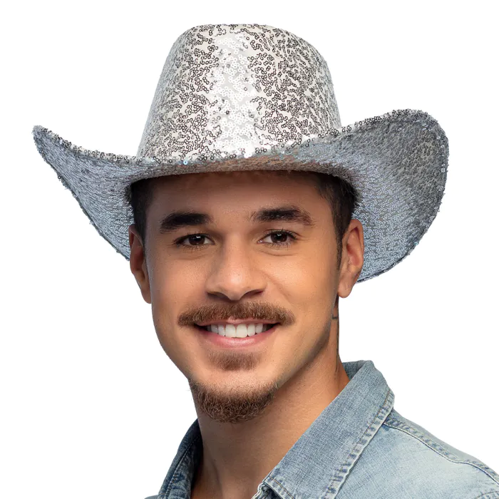 CHAPEAU COW BOY DISCO (Chapeau avec paillettes) Couleur or ou argent