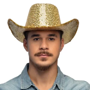 CHAPEAU COW BOY DISCO (Chapeau avec paillettes) Couleur or ou argent – Image 5