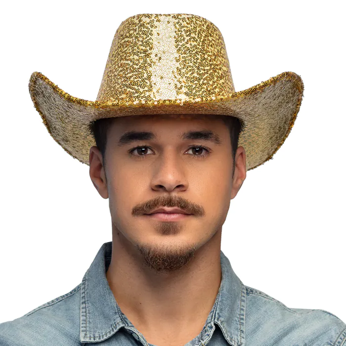 CHAPEAU COW BOY DISCO (Chapeau avec paillettes) Couleur or ou argent