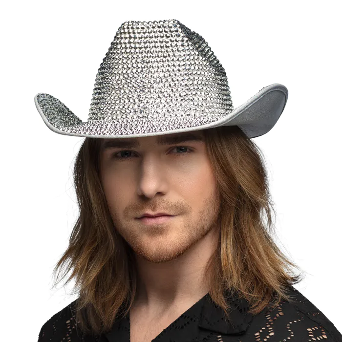 CHAPEAU COW BOY STRASS (Chapeau en version de luxe) Couleur rose ou argent