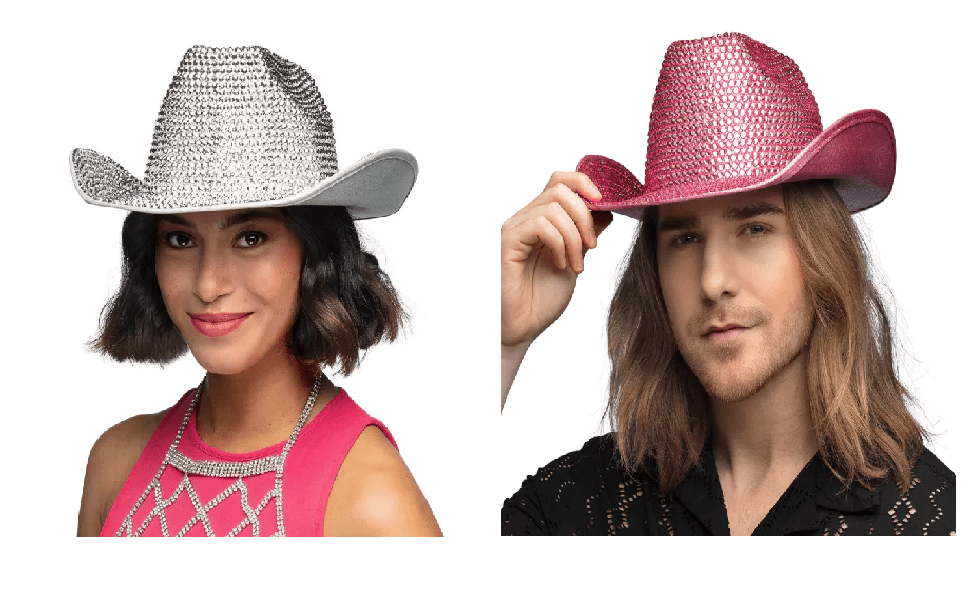 CHAPEAU COW BOY STRASS (Chapeau en version de luxe) Couleur rose ou argent