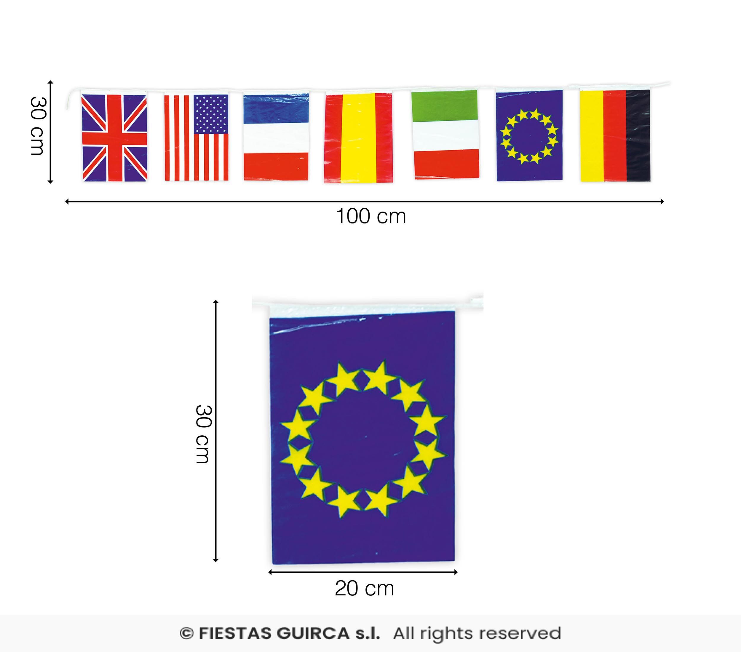 GUIRLANDE DRAPEAUX PAYS (2 Guirlandes plastique de 25 m) Pavillons 20 x 30 cm – Image 1