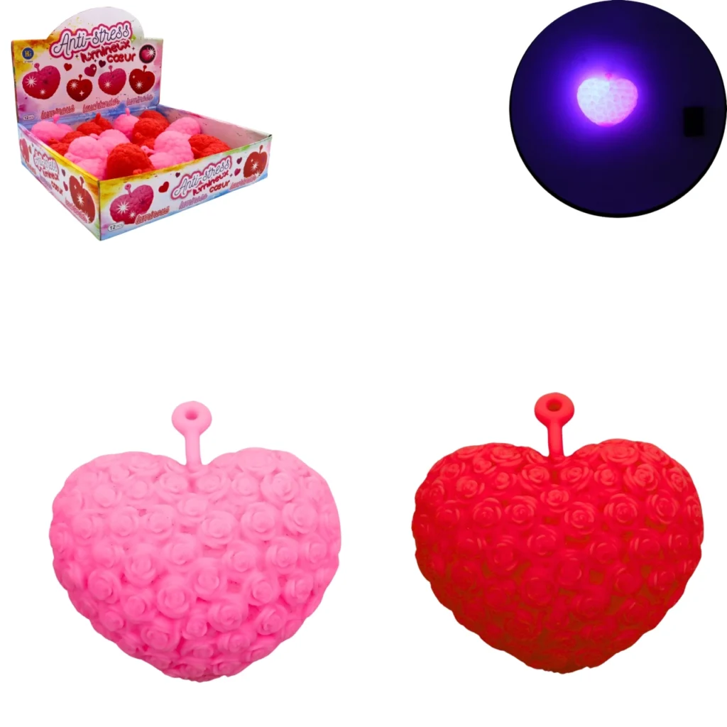 COEUR YOYO LUMINEUX (Boite 12 cœurs anti stress)