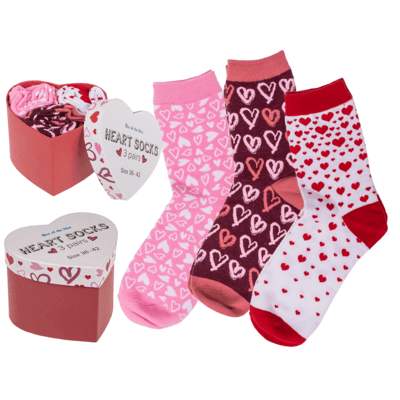 PACK CHAUSSETTES COEURS (Boite 3 paires assorties) Tailles du 36 au 42