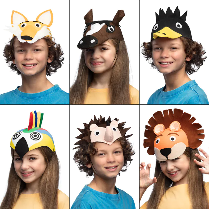CHAPEAUX TÊTE D'ANIMAUX (Pack 6 modèles assortis)