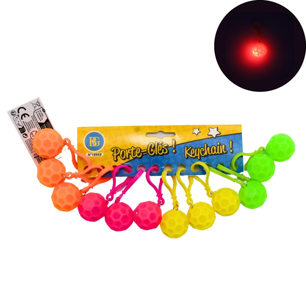 PORTE CLÉ BALLE LUMINEUSE (Assortiment 12 pièces)