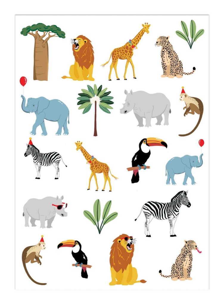 TATOUAGES SAFARI (Pochette avec assortiment) Taille 14.8 x 21 cm