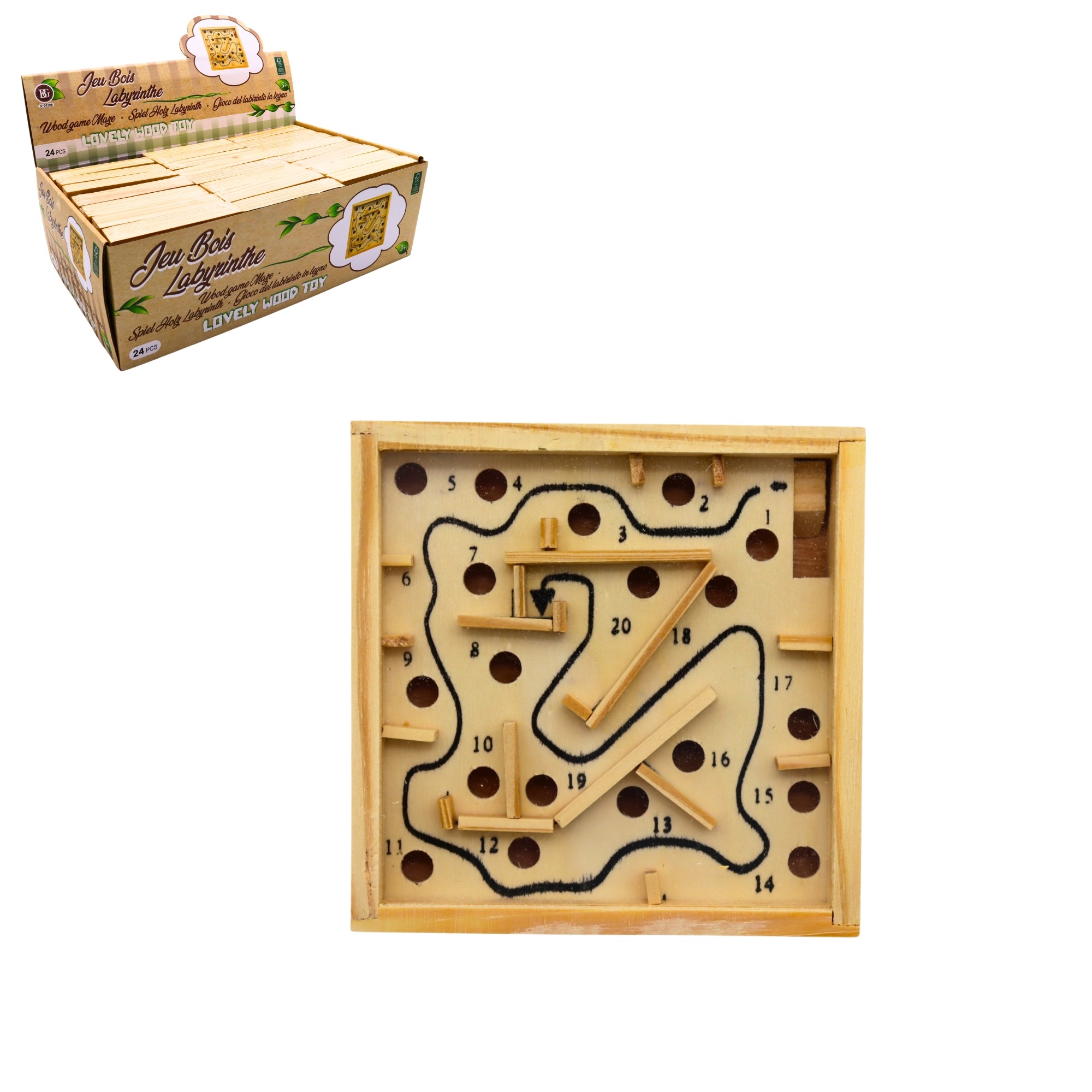 JEU DU LABYRINTHE EN BOIS (Jeu en bois 11.5 x 11.5 cm) – Image 1